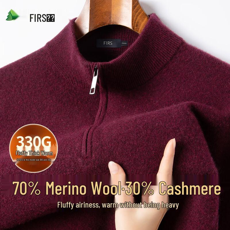 FIRS Men's Wool-Cashmere Blend Crew Neck Knit Sweater
