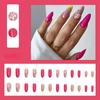 24Pcs Purple Floral Almond Ballerina Press On Nails Medium Detachable False Nail Tips With Fresh Flower Design For Manicure