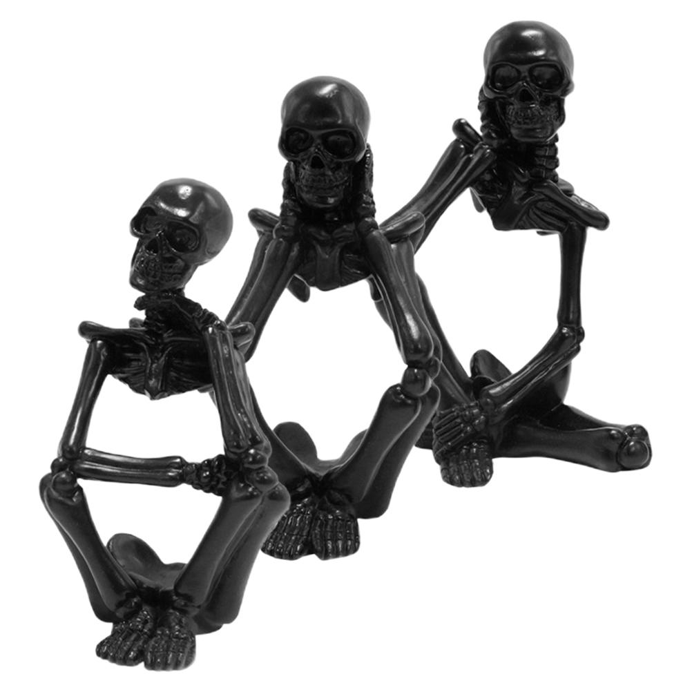 3Pcs Thinker Resin Statue Desktop Craft Home Office Decoration Halloween Decor Thinker Statue