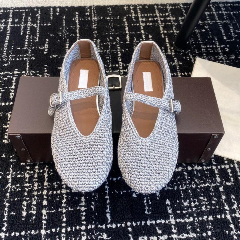 

New woven hemp rope one-word buckle ballet shoes women s flat comfortable Mary Jane women s single shoes 40