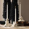 Halloween Ghost Candlestick Holder Resin Candle Stand With Pumpkin Design Spooky Grim Reaper Ornament For Desktop Decoration