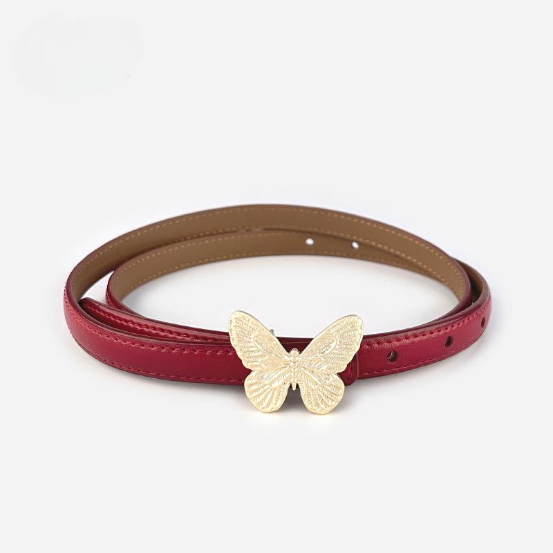 Fashion Womens Belts Pink Belt Elegant Gold Butterfly Buckle Belt Black Patent Leather Belts for Jeans Dresses