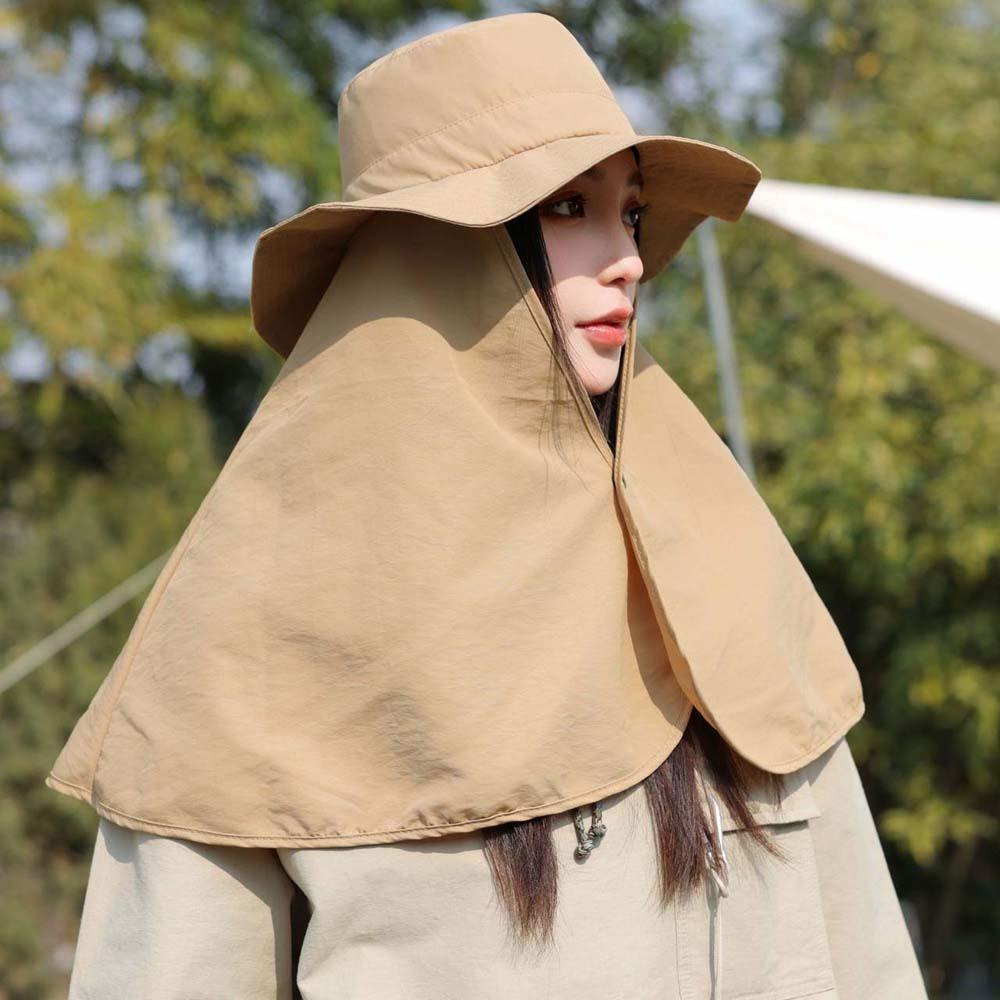 Breathable Mountaineering Cap Elastic Women Sun Cap Ponytail Cap Shawl Fisherman Hat Travel