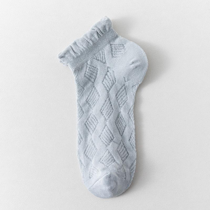 5/10 Pairs Comfortable Casual Spring Summer Socks for Women Mesh Lace Up Glass Silk Boat Socks Low Top Open Toe Breathable Short Socks