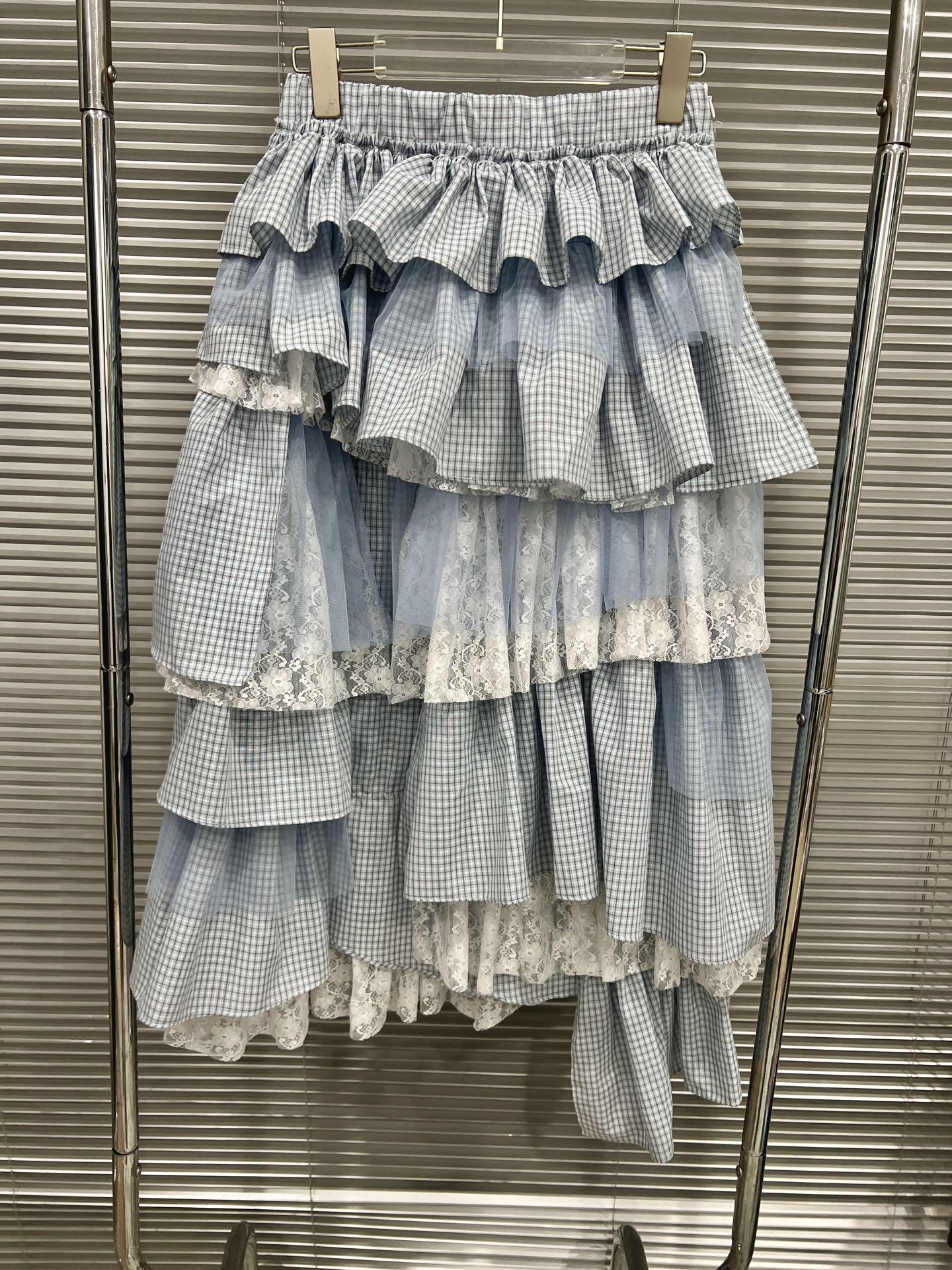 

2025 Autumn/Winter Elastic Waist Multi-layer Ruffle Lace Slimming Irregular Versatile Skirt One Size