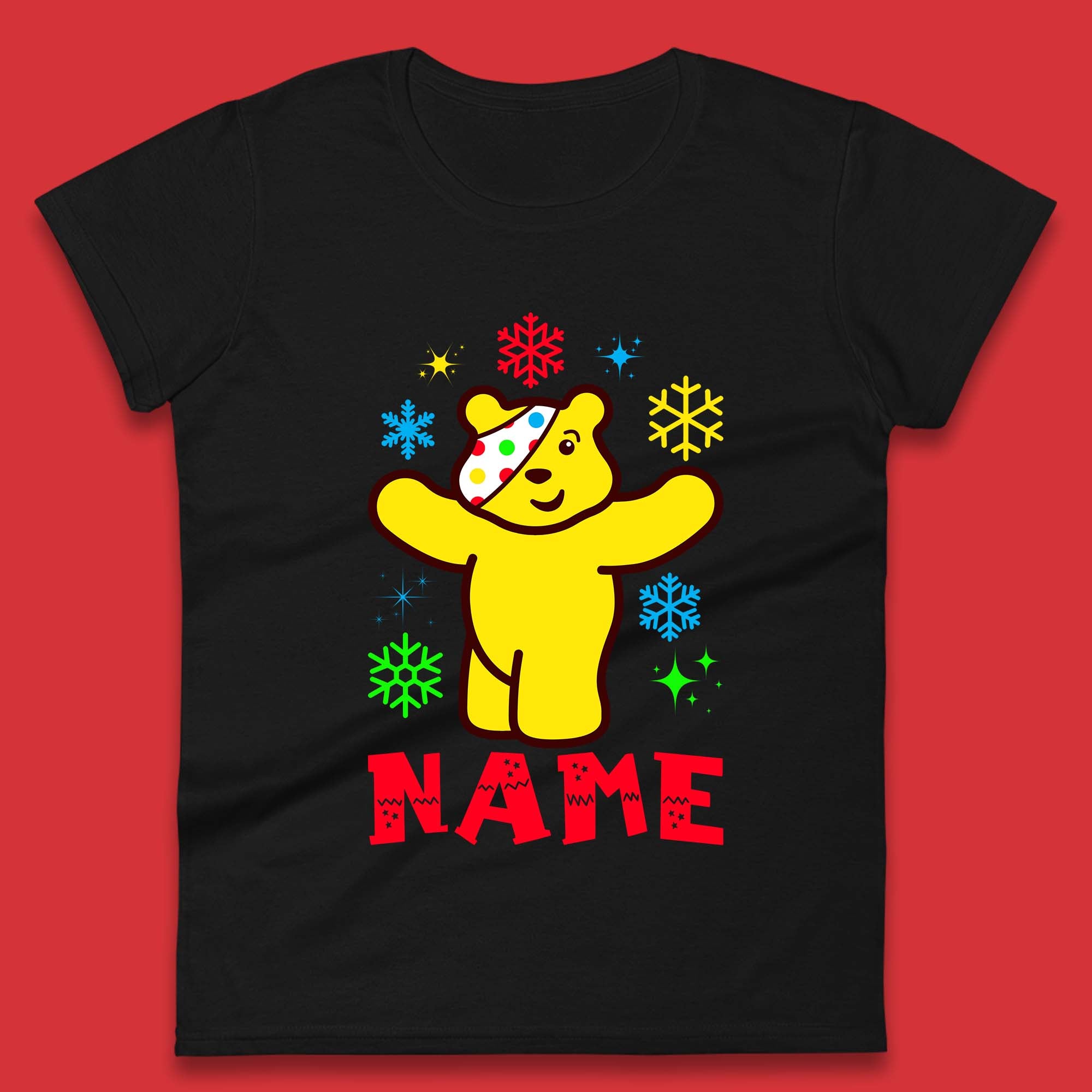 Personalised Spotty Pudsey Bear Christmas Womens T Shirt Mens Tops Tees Unisex 3XL