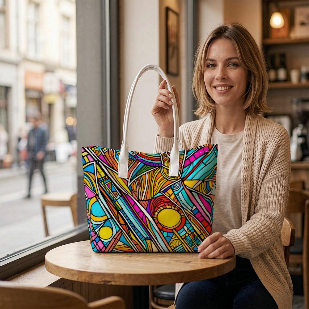 Colorful Geometric Art Casual Tote Bag Fashion Daily Shoulder Carry Handbag