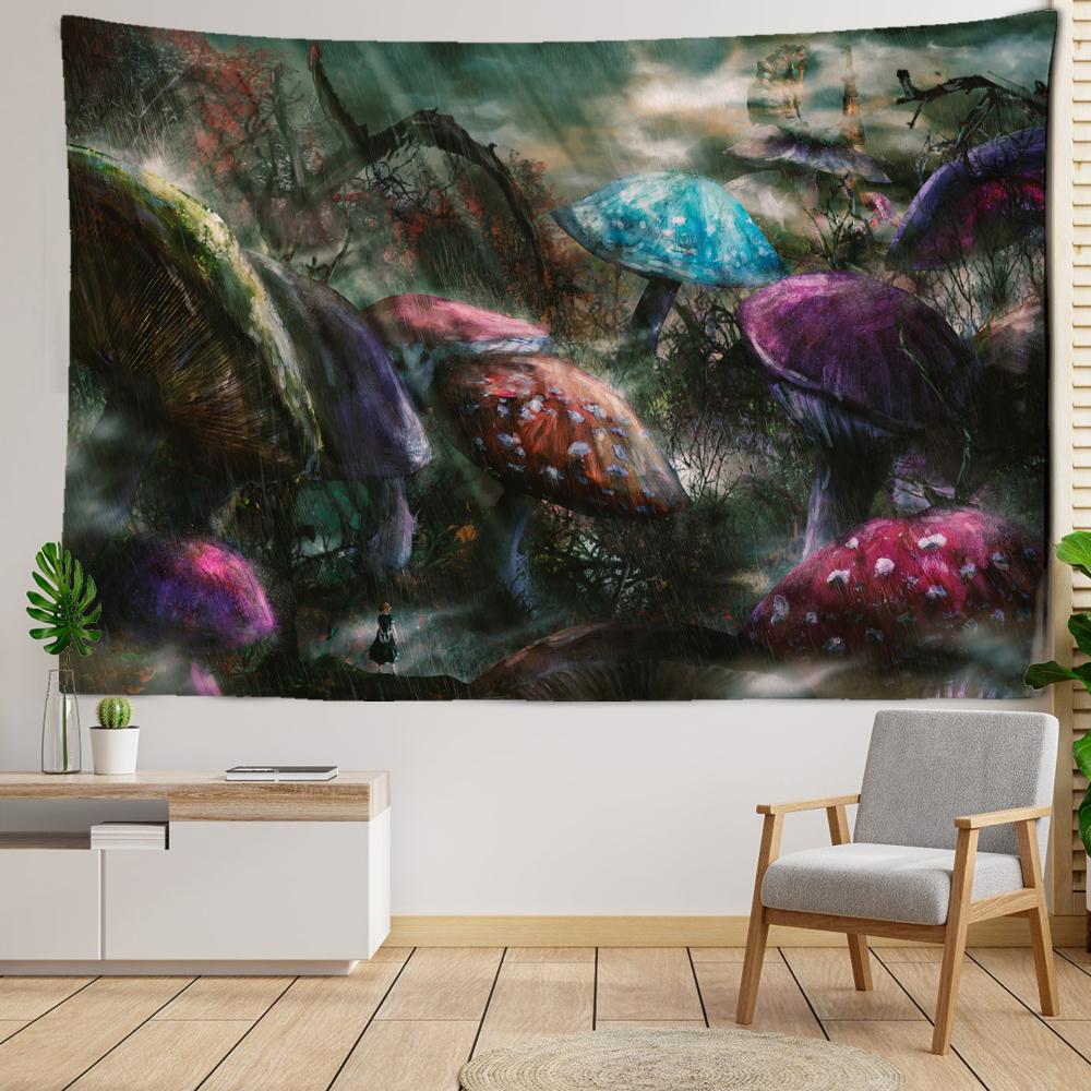 

Гриб в дождливую ночь гобелен настенный тропический пейзаж джунглей гостиная домашний декор фон 95x70CM