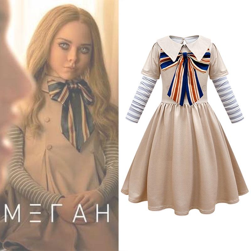 M3gan Girls' Halloween Costume Dress For Cosplay Polyester Fabric Available In Multiple Sizes