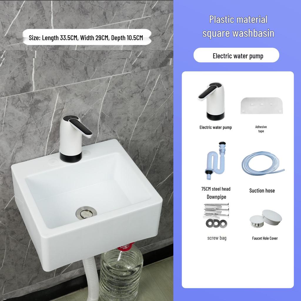 Compact Wall-Mounted Rectangular Washbasin for Small Spaces