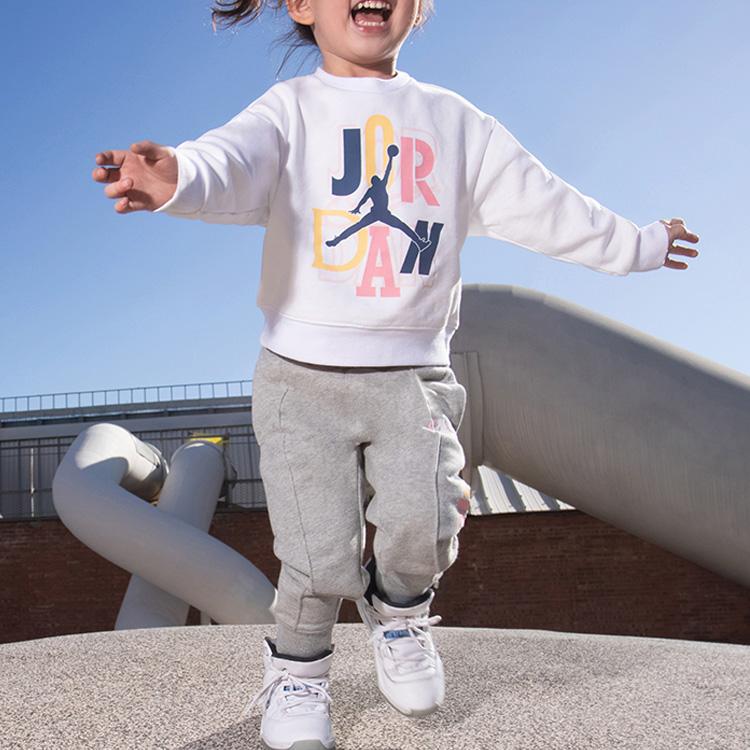 Jordan Logo Letter Print Pattern Crewneck Sweatshirt Kids Sweatshirt White FJ6549-100