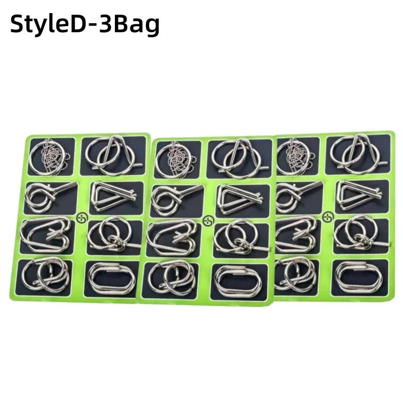 8Pcs/Set Metal Unlock Puzzle Toy Brain Teaser Rings for Adults Office Party IQ Logic Game Stress Relief Gift Box Fidget Tool