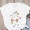 Cute Cat Funny Cartoon Women Plus Size Tee Harajuku Pattern Tee 90s Printed Tee Fashion Aesthetic Tops Tee Casual Tops