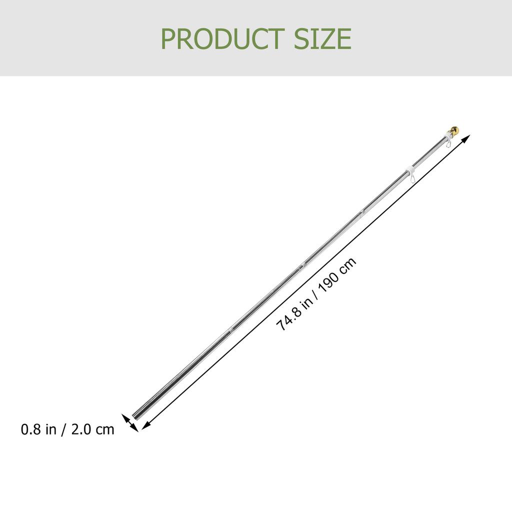 190Cm 5 Sections Stainless Steel Flagpole Rotating Anti Rust Easy Assembly Outdoor Yard Professional Flag Pole Camping Party