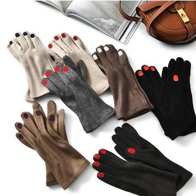 Niedliche Nagellack-Stickerei Kaschmirhandschuhe Damen Wollsamt Dicke Touchscreen-Handschuhe Damen Winter Warme Fahrhandschuhe H100