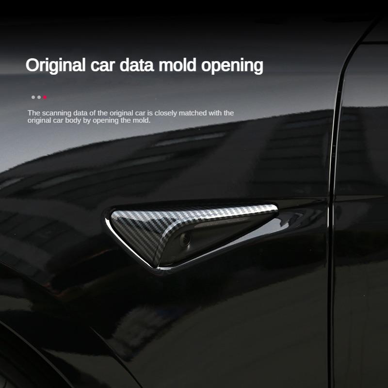 For Tesla Model Y LAUNCH 2025 Model 3 Highland 2024 Side Camera Cover Lens Protector Leaf Board Sticker ABS Carbon Fiber Juniper