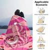 1pc. Pink Striped Cheshire Cat Blanket - Perfect for Home, Office, Outdoor Use, Gift Idea, Suitable for All Seasonsz0417204
