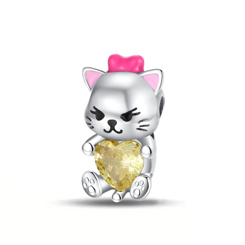 Cute Cartoon Animal Charms 925  Silver Dragon Bear Dog Quirky Funny Pendent Metal DIY Beads Necklace Bracelet Creativity