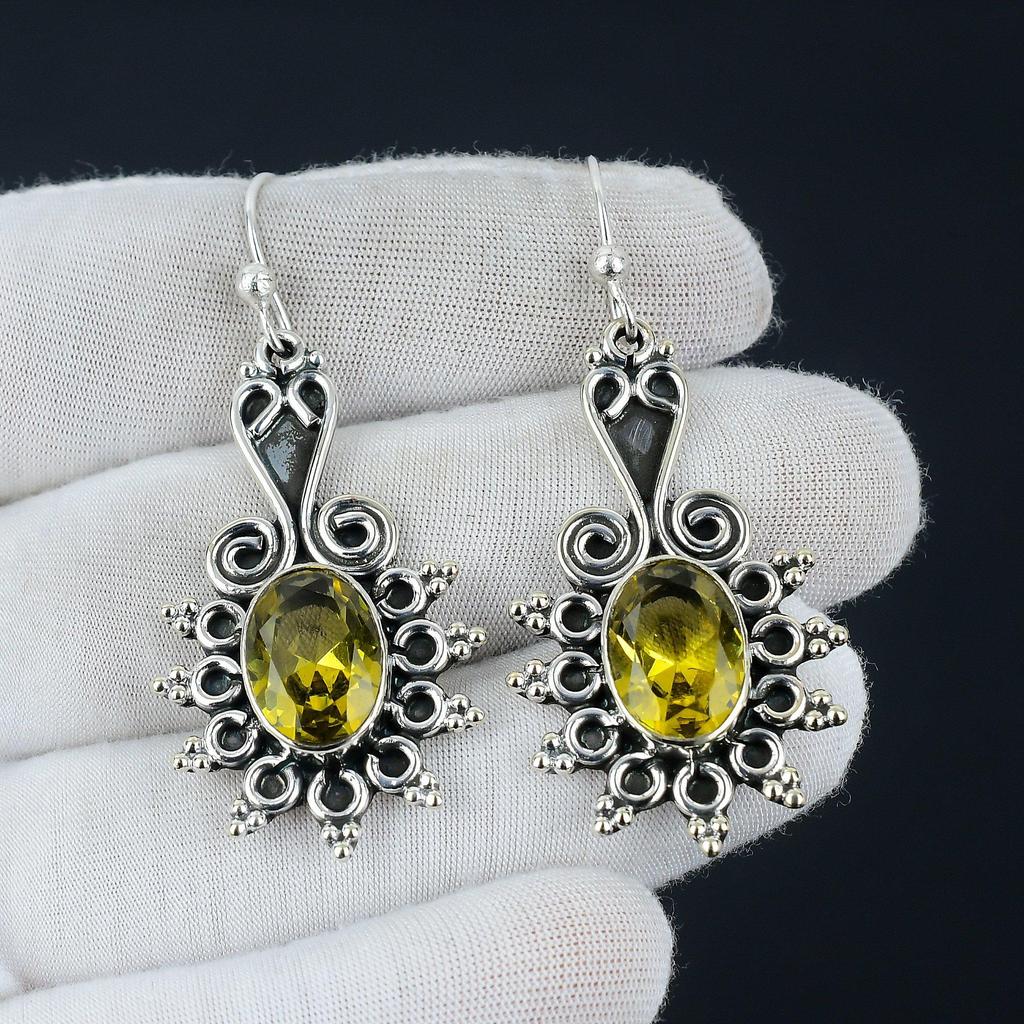 Citrine Gemstone Earring, Citrine Oval Gemstone Earring 925 Sterling Silver Earring, Citrine Birthstone Earring, Women's Earring Gifts