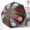 1pc Sturdy 8-Bone Auto Umbrella, Elegant Lily Gradient Foliage Visions Umbrella, Digital Printed, Foldable Umbrella for On-the-Go Outdoor Use