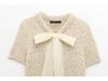 Spring 2025 Women's Fashion: European American Style Transparent Yarn Bow Brooch Cardigan
