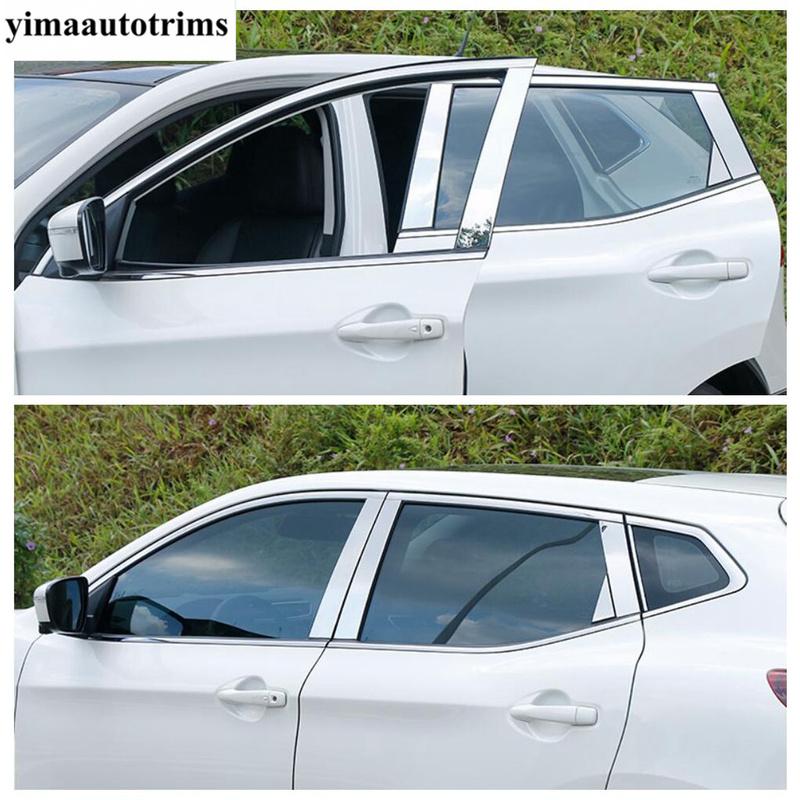 Stainless Steel Car Window Pillar B C Panel Decor Strip Sticker Cover Trim Exterior Accessories For Nissan Qashqai J11 2014-