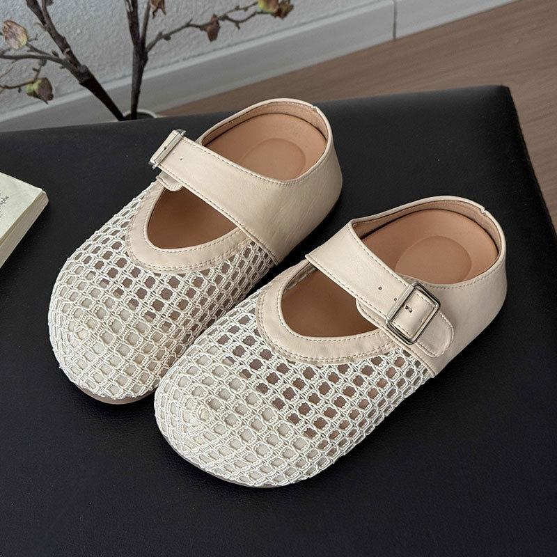 Baotou half slippers women's summer outer wear 2025 new mesh breathable slippers thick-soled Boken shoes one foot cool slippers