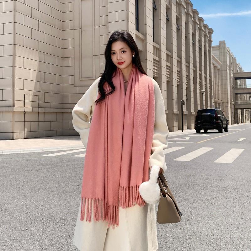 Luxury Faux Mink Scarf Women Men Solid Color Winter Warm Shawl Korean Style Chic Neck Wrap 208x70cm