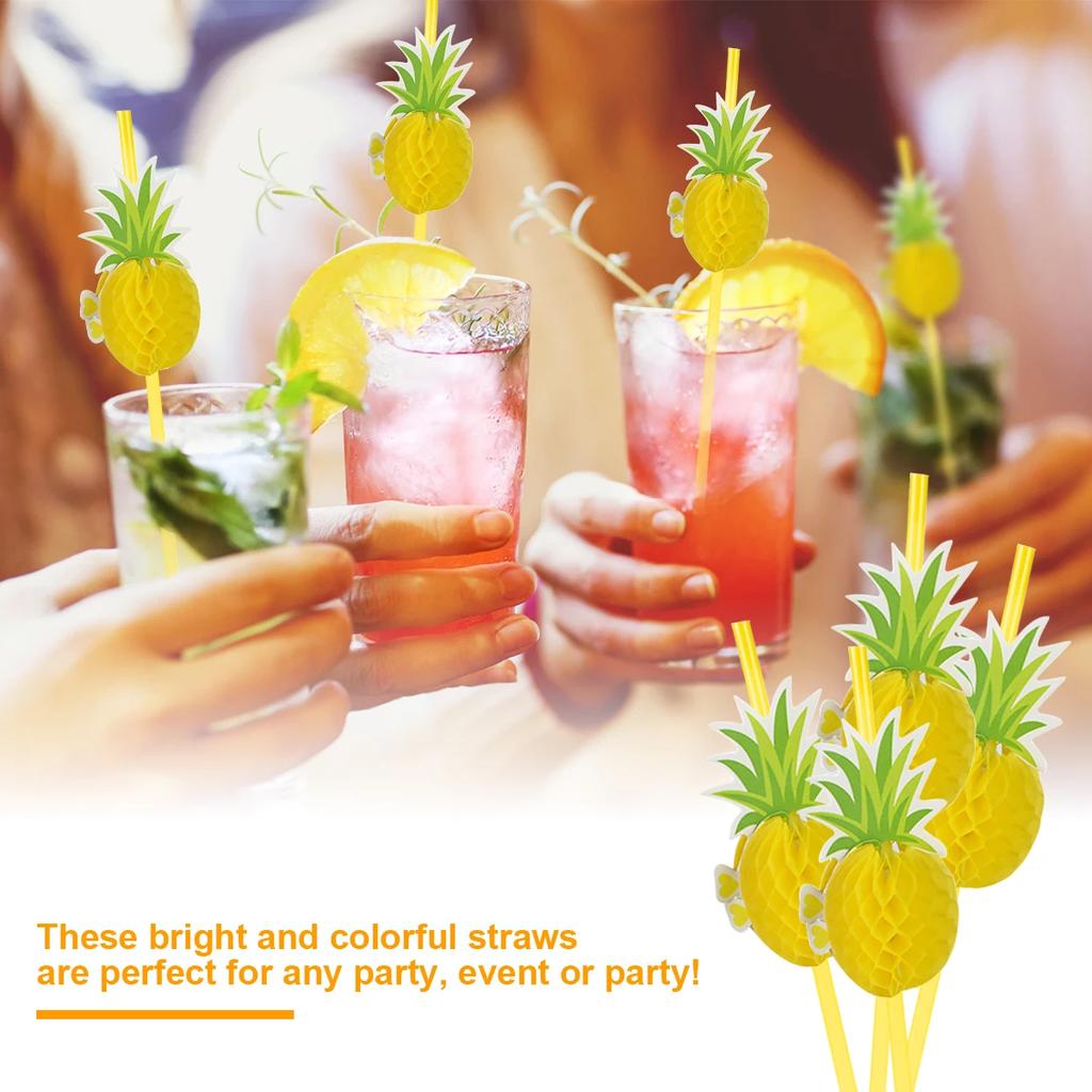 50-150Pcs 3D Fruit Drinking Straw Flamingo Disposable Paper Straws Wedding Favors Kids Birthday Party Barware Decorations