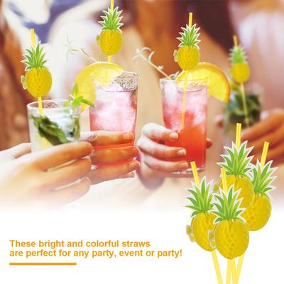 50Pcs Paper Drinking Straw 3D Fruit Paper Straws Pineapple Flamingo Design Paper Straw Eco Friendly Recyclable Drinking Straw