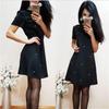 Elegant Casual O Neck Short Sleeve A-line Dress With Studded And Beaded Accents