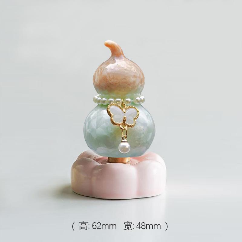 Crystal Glaze Gourd Rotating Music Ornament Pure Ceramic Base Mini Gourd Desktop Ornament Car Ornament