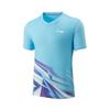 Li Ning Badminton Series Color Block V-Neck Comfortable Breathable Versatile Short Sleeve T-Shirt Mid Waist Shorts Casual Sports Set AATV013-5