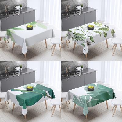 Plantenprint Rechthoekig Tafelkleed Huisdecoratie Groen Bladpatroon Feest Vlekbestendig Stofhoes