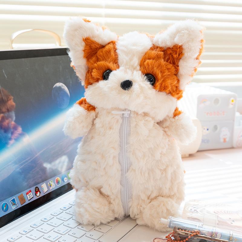 30cm Kawaii Plush Corgi Pencil Case Makeup Bag Lovely Dog Tissue Box for Car Home Decor Soft Pillow Dolls