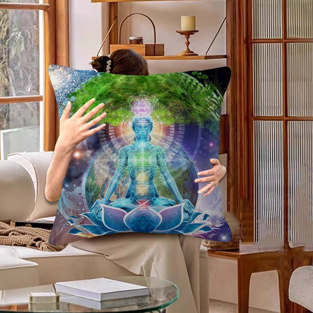 Meditation Seven Chakra Pillow Gift Home Office Decoration Bedroom Sofa Car Cushion Cover Case 45X45