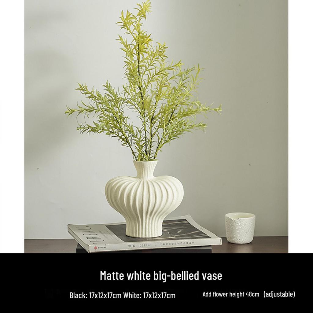 Retro Wabi-Sabi Ceramic Vase with Artificial Flowers