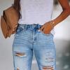 2025 Summer European & American Style Slimming Ripped Denim Jeans for Women