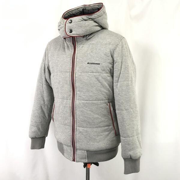 CONVERSE padded jacket men L gray removable hood coat jumper(USED)