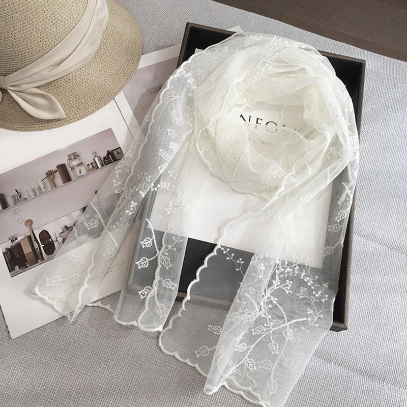 

Универсальный ретро женский кружевной шарф длинная вышивка цветами летняя солнцезащитная шаль корейская версия женский головной платок