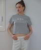 Letter From Moon Triple Butterfly Embroidery Short Sleeve T-Shirt (Melange Grey)