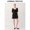 UR2025 Women's Pleated Tie Square Neck Dress