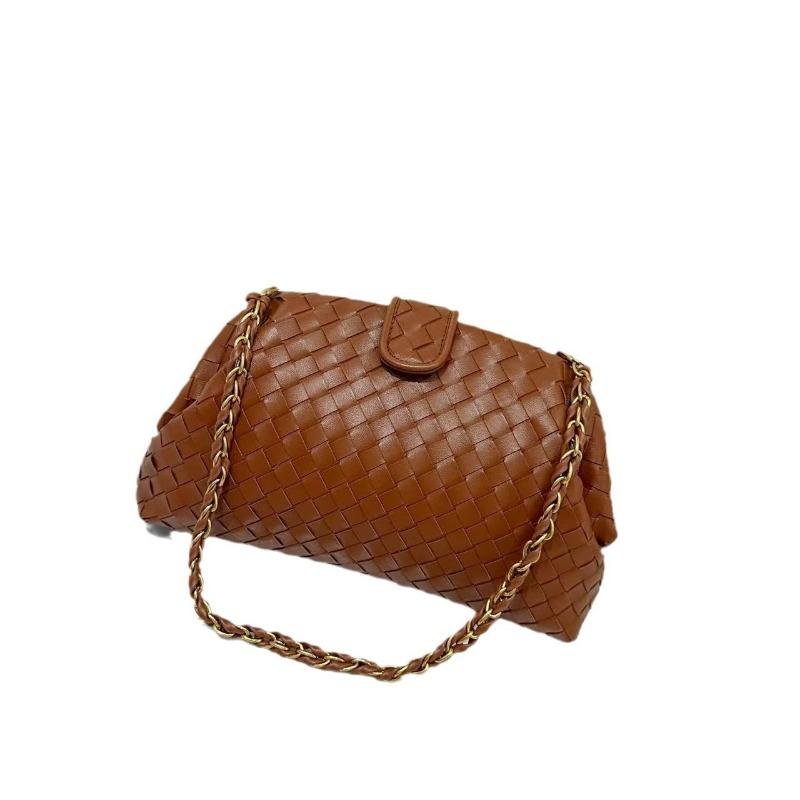 Vintage Classic Clip Chain Bag Cowhide Woven Bag Cloud Bag Underarm Shoulder Dinner Hand Shell Bag