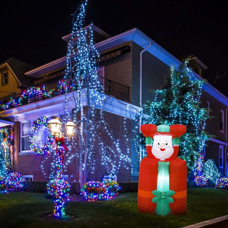 Christmas Decoration Up and Down Chimney Santa Claus Inflatable Toys with LED Light 1.5M Inflatable Model Indoor Outdoor Decor