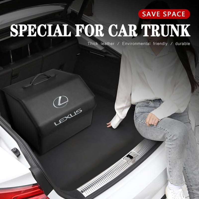 CKU5 Car Trunk Storage Box For Lexus RX330 IS250 Ct200h ES300h RX350 IS300h NX300h RX400h Leather Organizer Bag Folding Tidying Tools