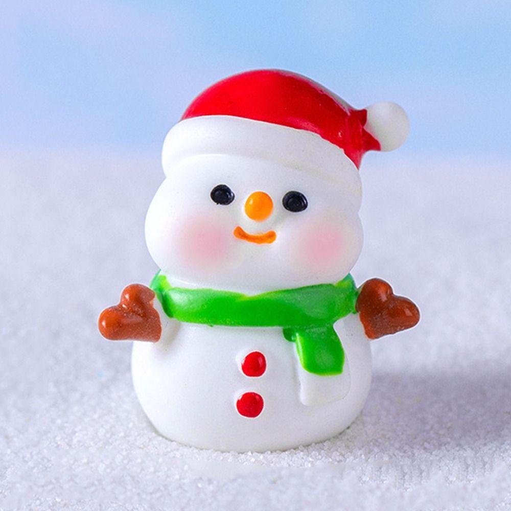 Mini Christmas Figurines Santa Clause Cartoon Snowman Statue Gift Miniature Knick-knacks