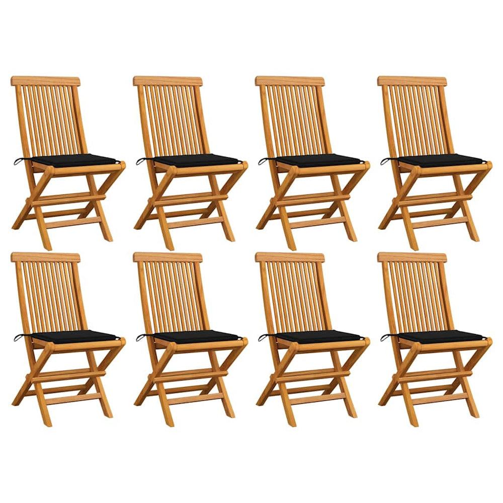 Chaises de jardin et coussins  lot de 8 Bois de teck massif