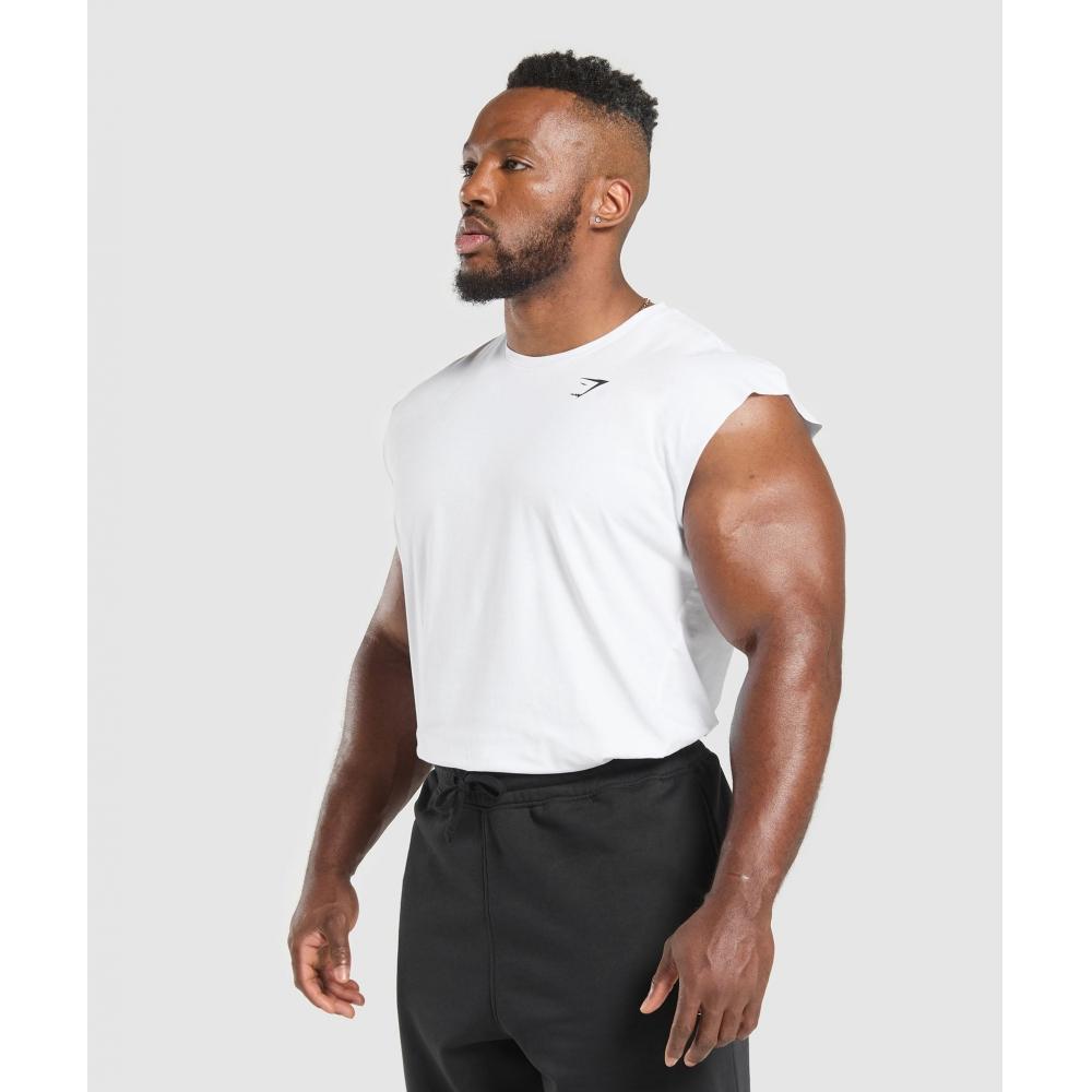 Gymshark Camiseta sin mangas Critical Cut Off Blanco A1a2s Wb57