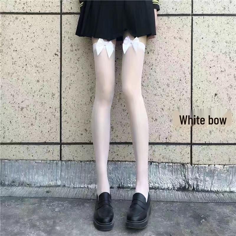 Spring Sexy Black Over-the-Knee High Bow Thigh Stockings - Celebrity-Style Versatile Long Socks A8