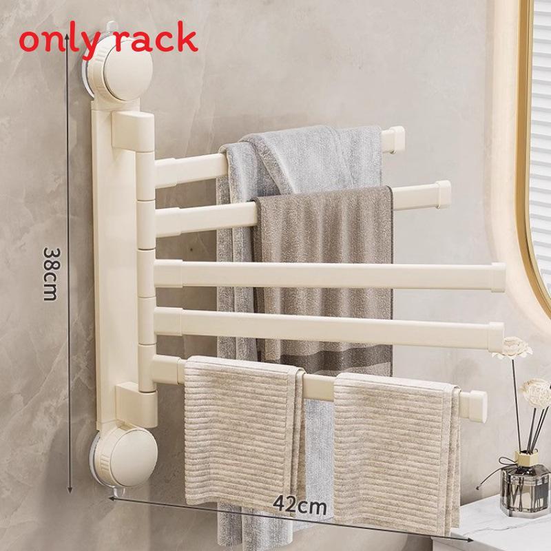 Modern Minimalist Plastic Rotating Towel Rack With Suction Cups For Bathroom Organization